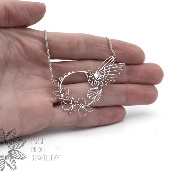 Humming bird and Hybiscus Flower Necklace