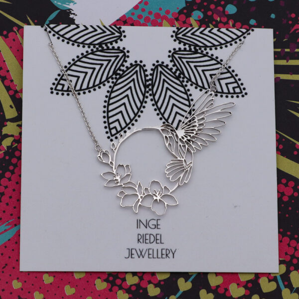 Humming bird and Hybiscus Flower Necklace
