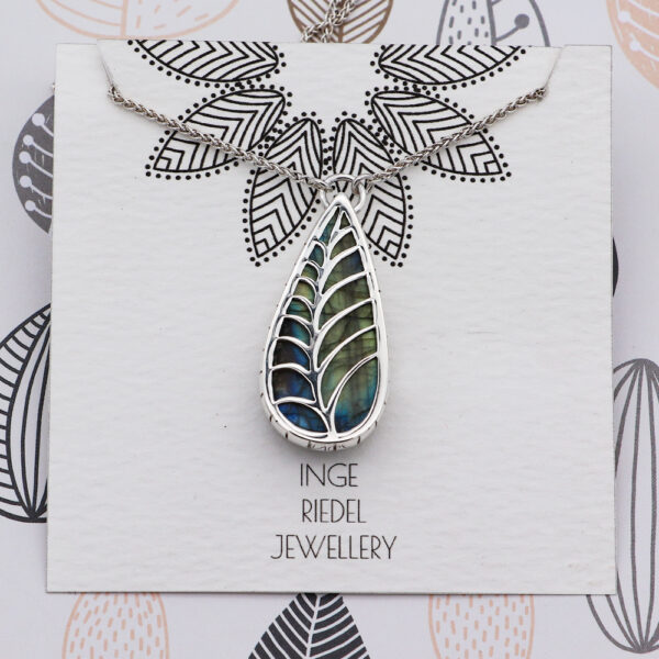 "Hidden Worlds" - Labradorite Necklace with Leaf Design
