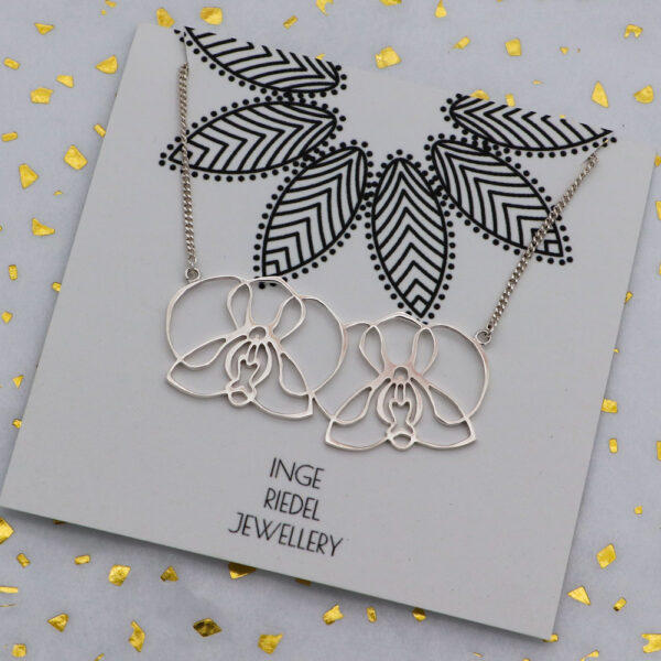 Twin Orchids - Sterling Silver Necklace