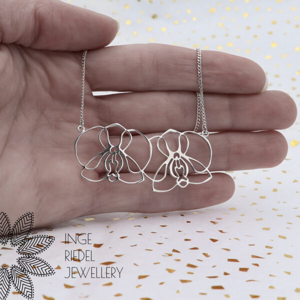 Twin Orchids - Sterling Silver Necklace