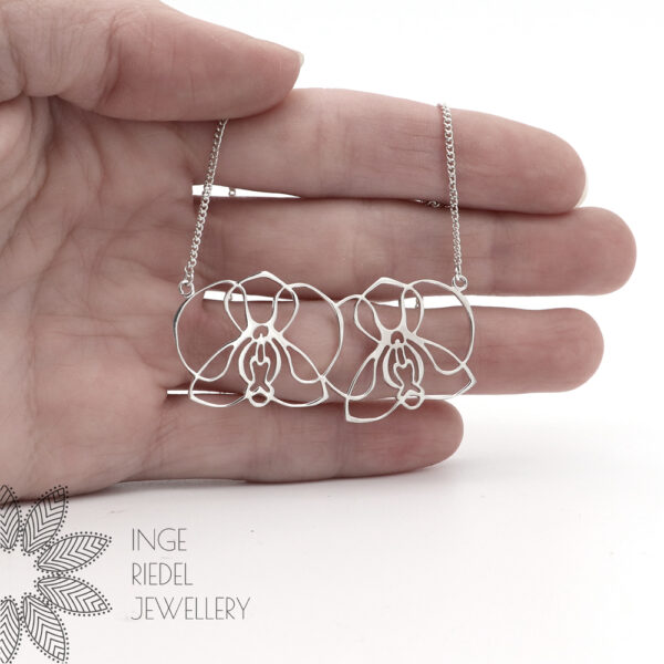 Twin Orchids - Sterling Silver Necklace
