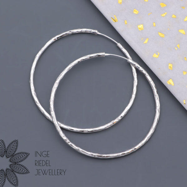 Hammered Hoops - Sterling Silver Earrings