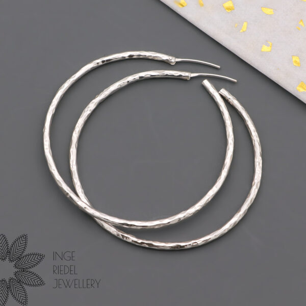 Hammered Hoops - Sterling Silver Earrings