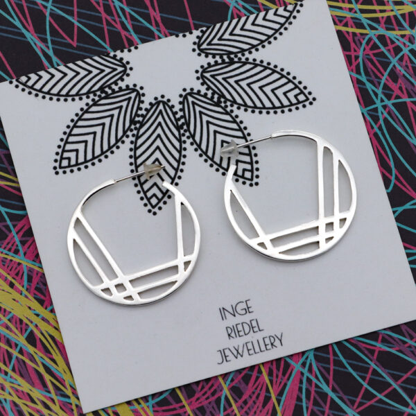 Lines in Hoop – Sterling Silver Earrings Earrings Lines in Hoop - Sterling Silver Earrings