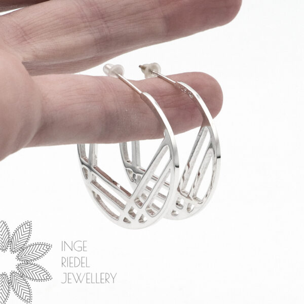 Lines in Hoop – Sterling Silver Earrings Earrings Lines in Hoop - Sterling Silver Earrings