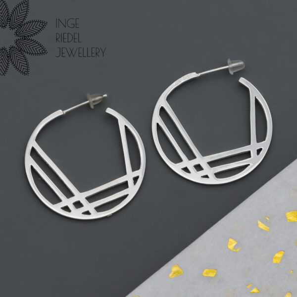 Lines in Hoop – Sterling Silver Earrings Earrings Lines in Hoop - Sterling Silver Earrings