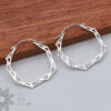 Lines in Hoop – Sterling Silver Earrings Earrings Triangle Hoops - Sterling Silver