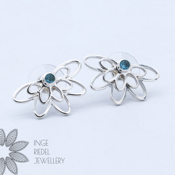 Topaz Double Flower Earrings - Sterling Silver