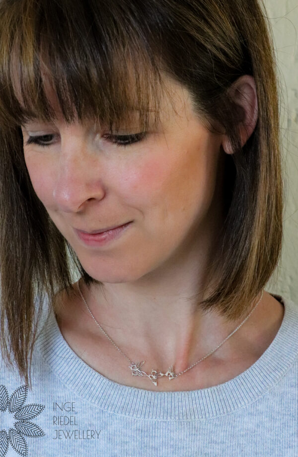 butterfly trio necklace sterling silver