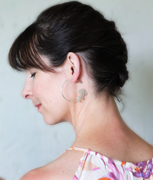 Sterling Silver Protea Flower Hoops