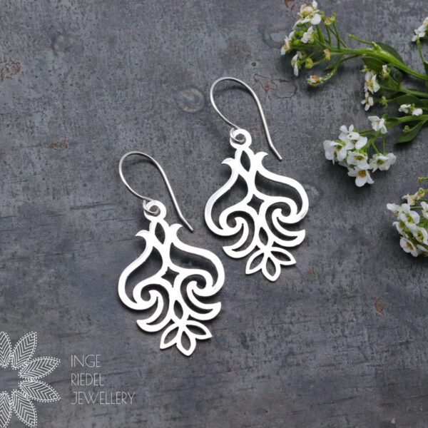Sterling Silver Swirling Leaf Earrings