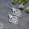 Sterling Silver Swirling Leaf Earrings