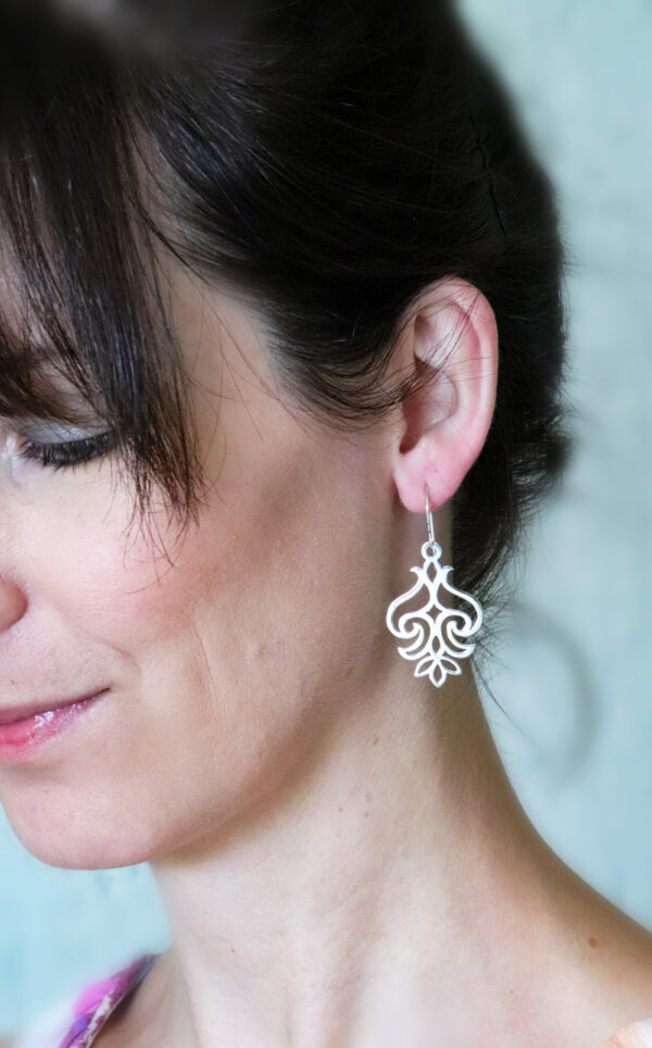 Sterling Silver Swirling Leaf Earrings