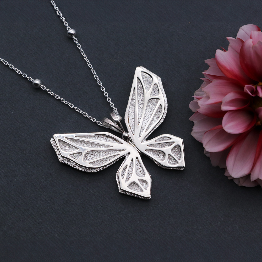 Sterling Silver Leaf Hoops Earrings Sterling Silver Layered Butterfly Pendant