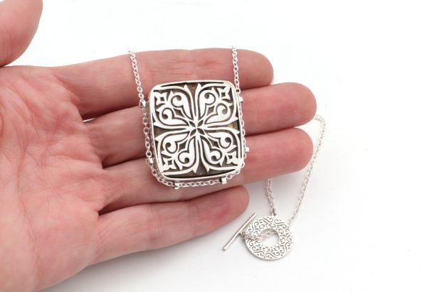 Chalcedony in Matrix Sterling Silver Necklace