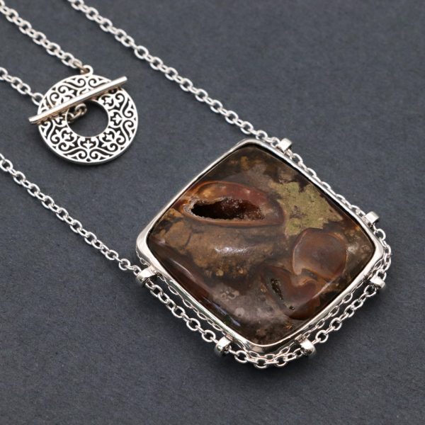 Chalcedony in Matrix Sterling Silver Necklace