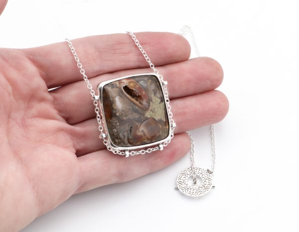 Chalcedony in Matrix Sterling Silver Necklace