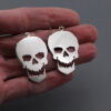 Sterling Silver Large Skull Earrings Dangle / Chandelier