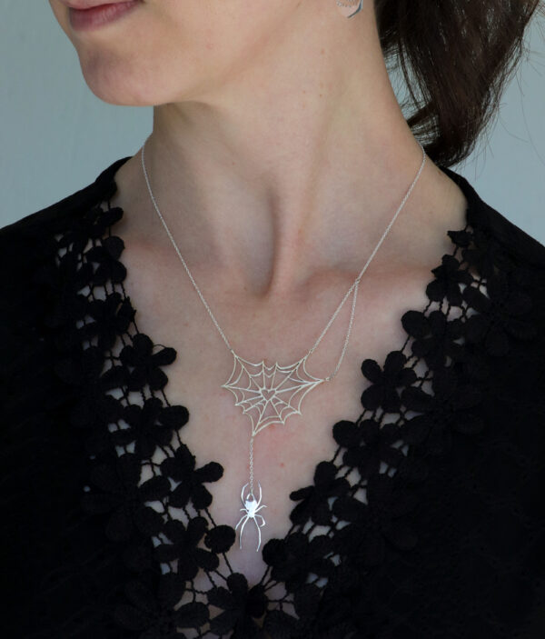 Sterling Silver Spiderweb Necklace Necklaces Sterling Silver Spiderweb Necklace
