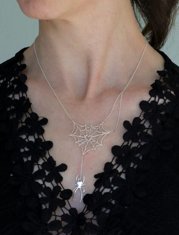 Sterling Silver Spiderweb Necklace Necklaces Sterling Silver Spiderweb Necklace