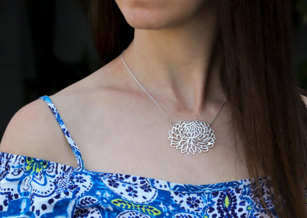 Sterling Silver Chrysanthemum Necklace