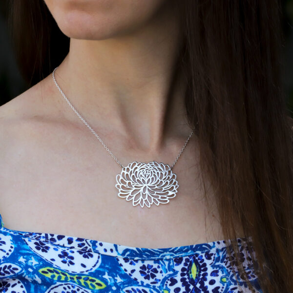Sterling Silver Chrysanthemum Necklace