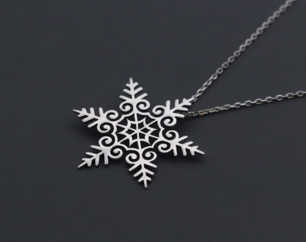 Sterling Silver Curly Snowflake Pendant