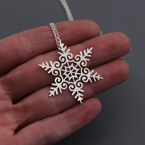 Sterling Silver Curly Snowflake Pendant