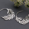 Sterling Silver Fern Leaf Hoop Earrings Earrings Sterling Silver Fern Leaf Hoop Earrings
