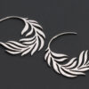 Sterling Silver Fern Leaf Hoop Earrings Earrings Sterling Silver Fern Leaf Hoop Earrings