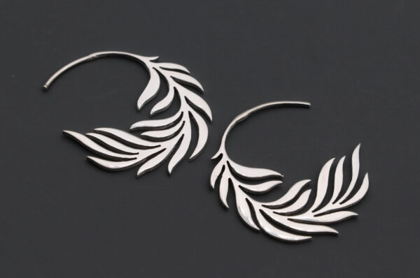 Sterling Silver Fern Leaf Hoop Earrings Earrings Sterling Silver Fern Leaf Hoop Earrings