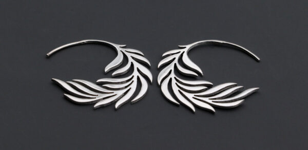 Sterling Silver Fern Leaf Hoop Earrings Earrings Sterling Silver Fern Leaf Hoop Earrings