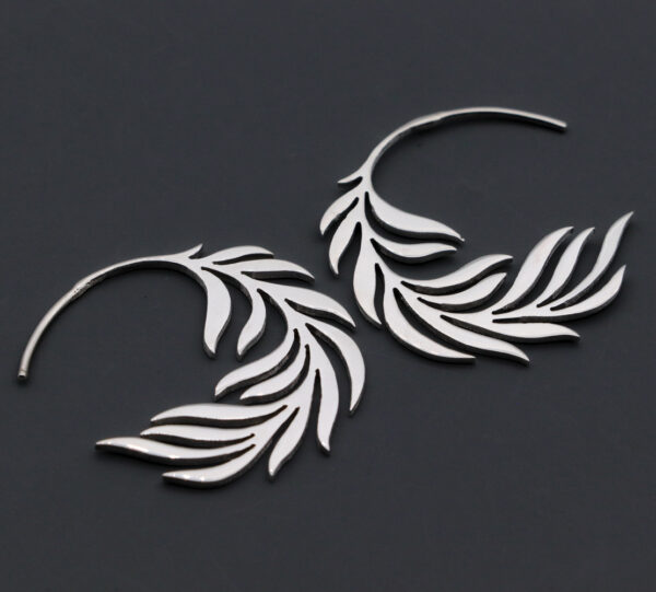 Sterling Silver Fern Leaf Hoop Earrings Earrings Sterling Silver Fern Leaf Hoop Earrings
