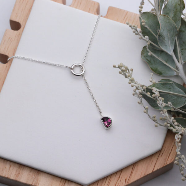 Sterling Silver Rhodolite Lariat Necklace