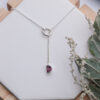 Sterling Silver Rhodolite Lariat Necklace