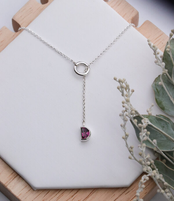 Sterling Silver Rhodolite Lariat Necklace