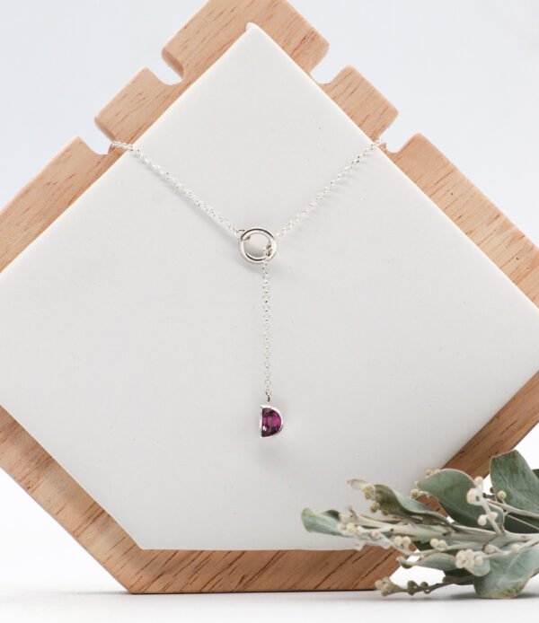 Sterling Silver Rhodolite Lariat Necklace