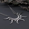 Sterling Silver Crescent Moon and Sun Necklace