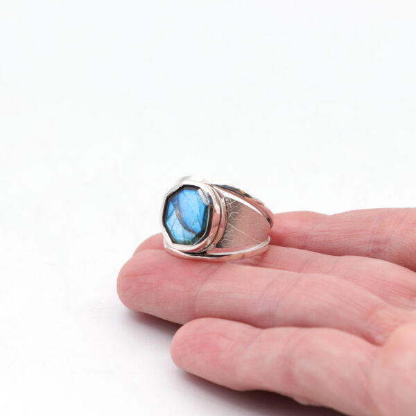 Sterling Silver Labradorite Leaf Ring