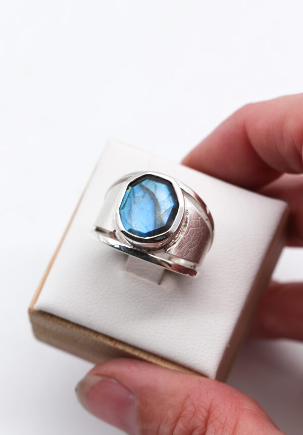 Sterling Silver Labradorite Leaf Ring