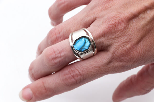 Sterling Silver Labradorite Leaf Ring