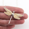Celestia Dragonfly Necklace – Sterling Silver with Gilded Wings