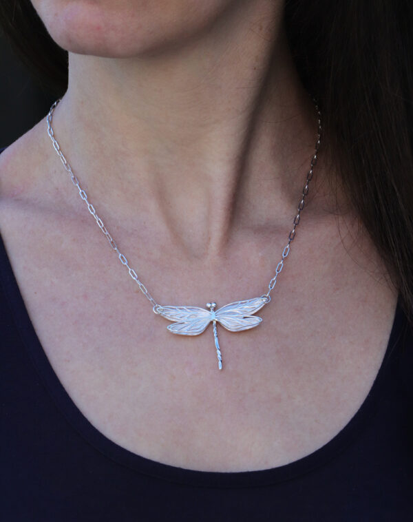 Celestia Dragonfly Necklace – Sterling Silver with Gilded Wings