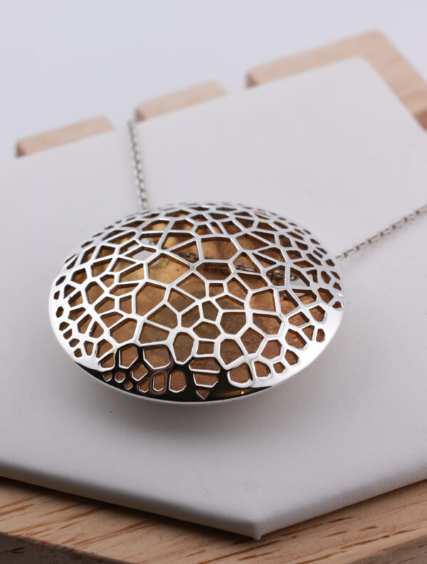 Sterling Silver Statement Lenticular Pendant - Gold Plated Inner