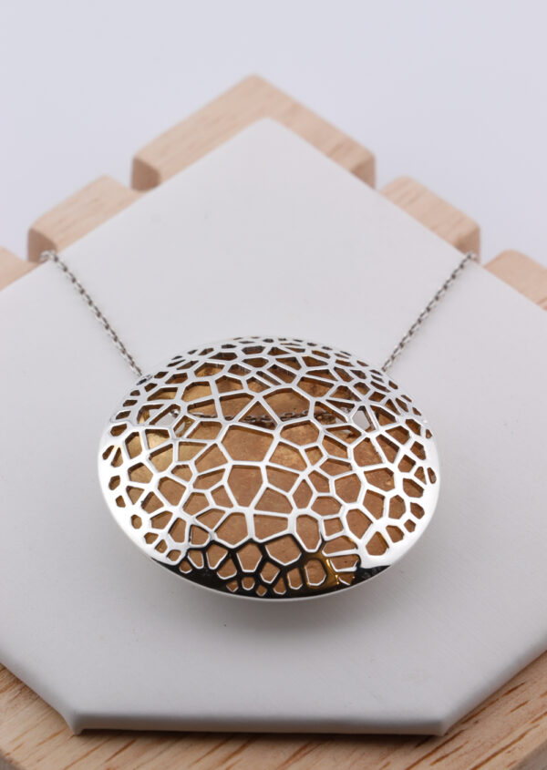 Sterling Silver Statement Lenticular Pendant - Gold Plated Inner