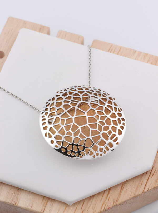 Sterling Silver Statement Lenticular Pendant - Gold Plated Inner