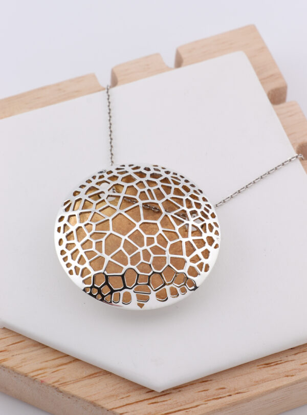 Sterling Silver Statement Lenticular Pendant - Gold Plated Inner