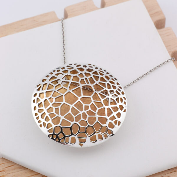 Sterling Silver Statement Lenticular Pendant - Gold Plated Inner