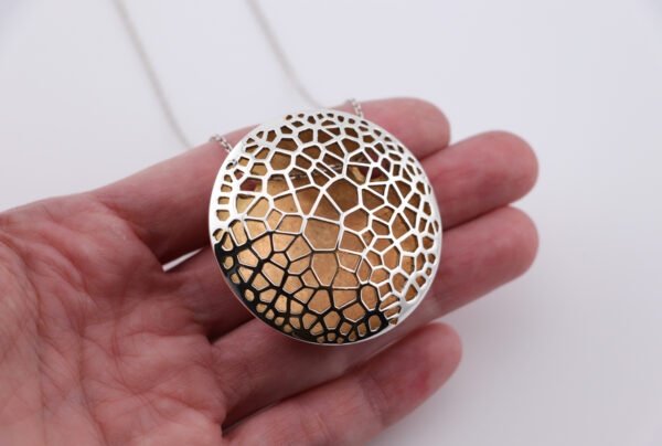 Sterling Silver Statement Lenticular Pendant - Gold Plated Inner